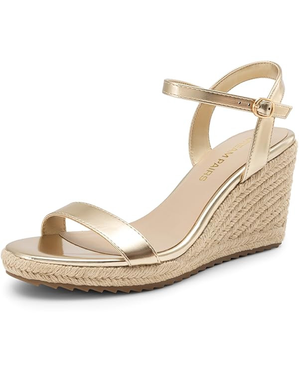 DREAM PAIRS Espadrilles Wedge Sandals for Women, Women's Open Toe Summer Dressy Sandals with Adju... | Amazon (US)