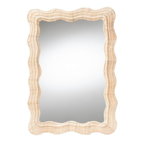 Bali & pari Hasana Bohemian Natural Scallop Rattan Accent Wall Mirror | Amazon (US)
