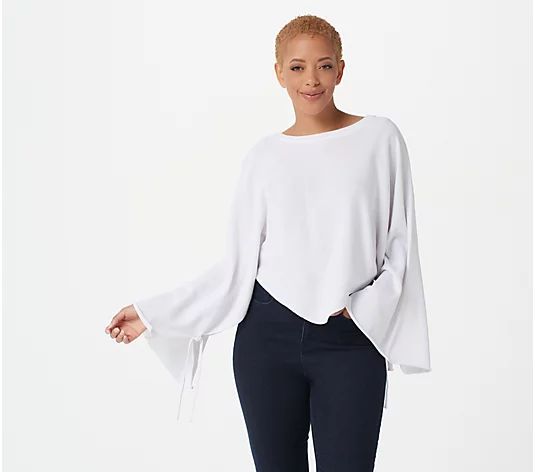 Seed to Style Organic Cotton Crew-Neck Poncho with Tie Sleeves | QVC