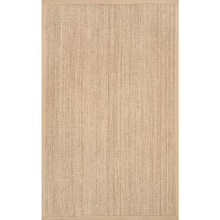 nuLOOM Elijah Seagrass with Border Beige 9 ft. x 12 ft. Living Room/Bedroom/Dining Room Area Rug ... | The Home Depot