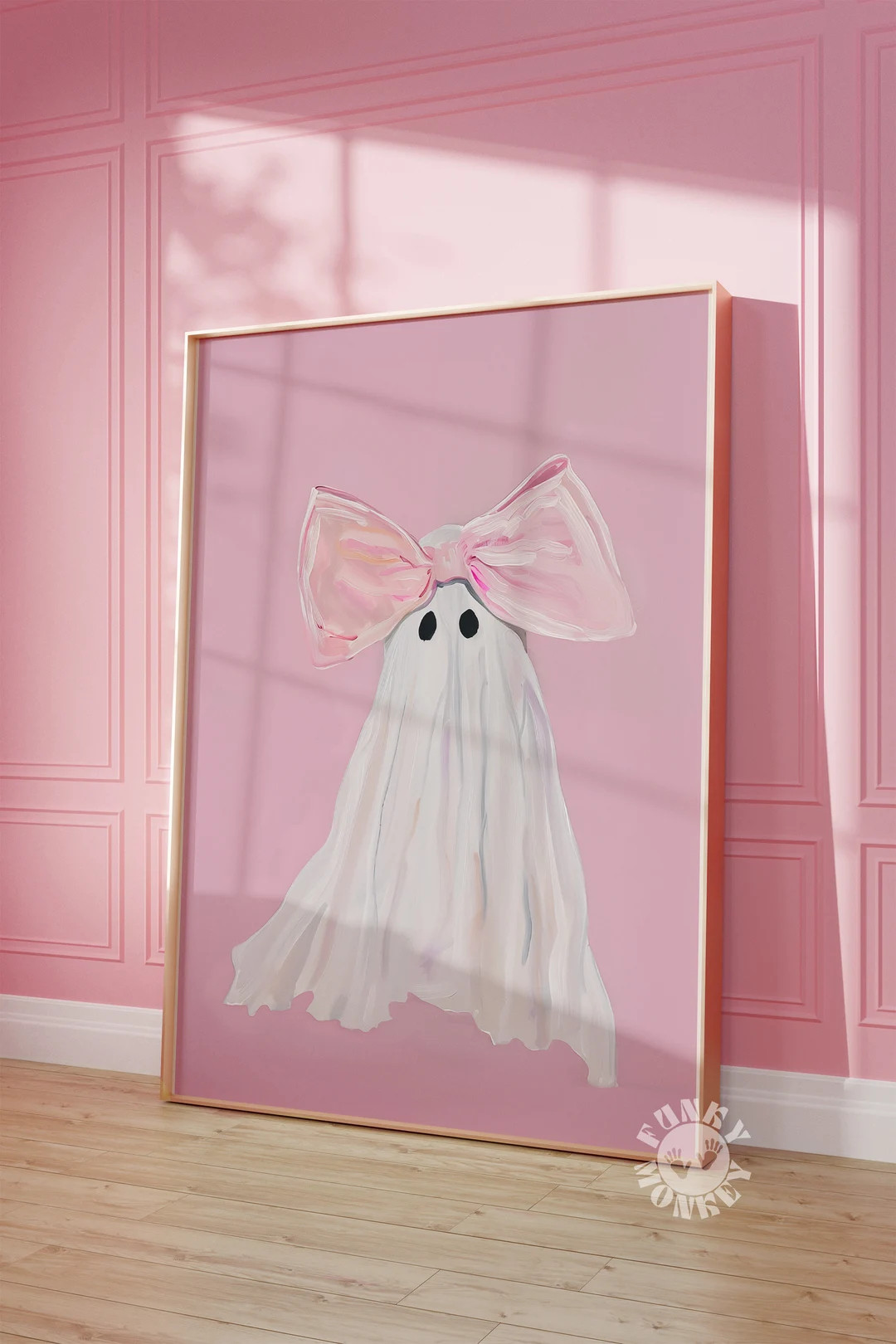Pink Bow Ghost Wall Art Print, Halloween Decor, Preppy Trendy Printable Art, Coquette Aesthetic, ... | Etsy (US)