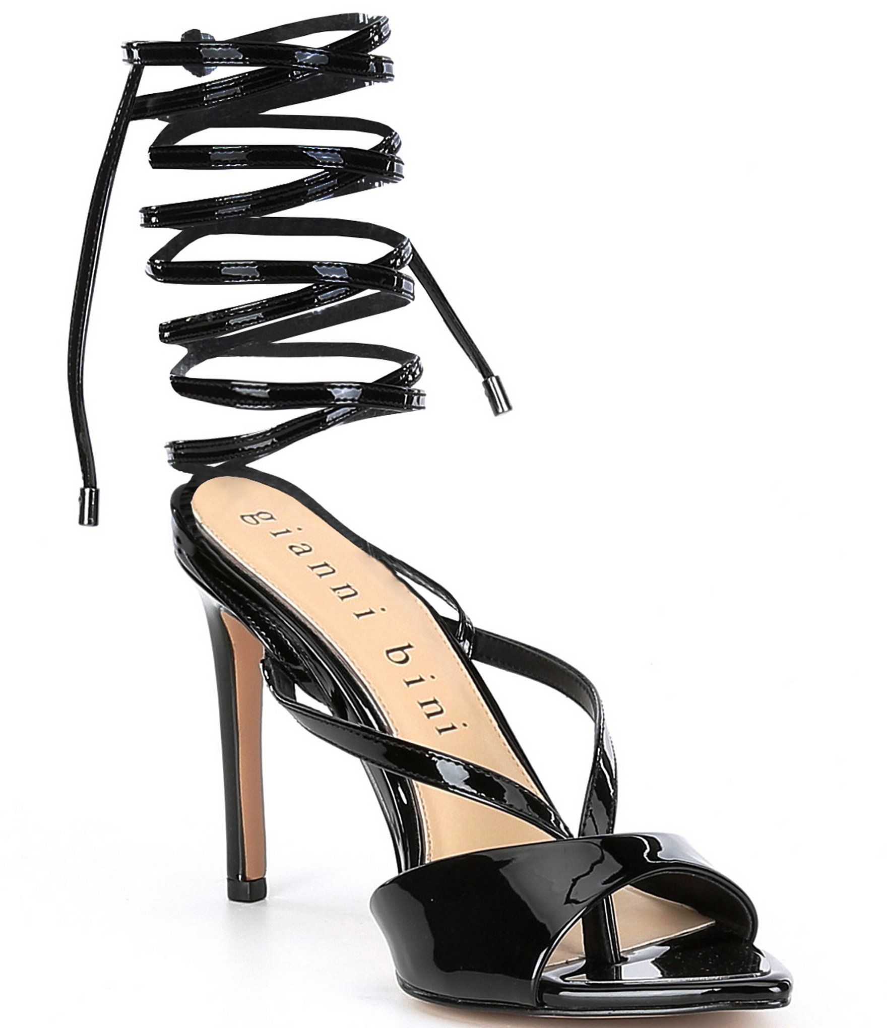 Misha Patent Leather Ankle Wrap-Up Dress Sandals | Dillard's