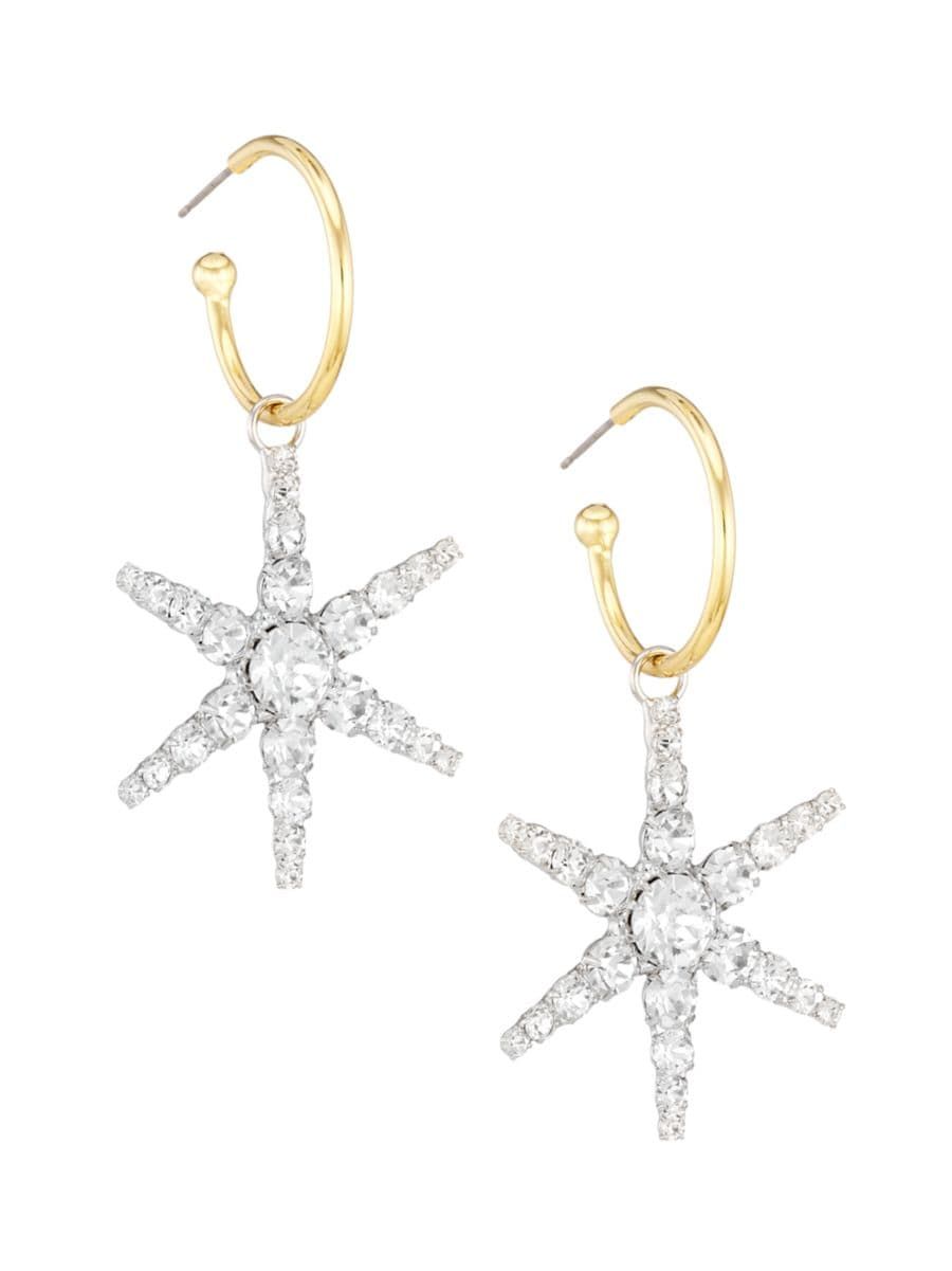 Jennifer Behr Ciel 18K Gold-Plated &amp; Crystal Hoop Earrings | Saks Fifth Avenue