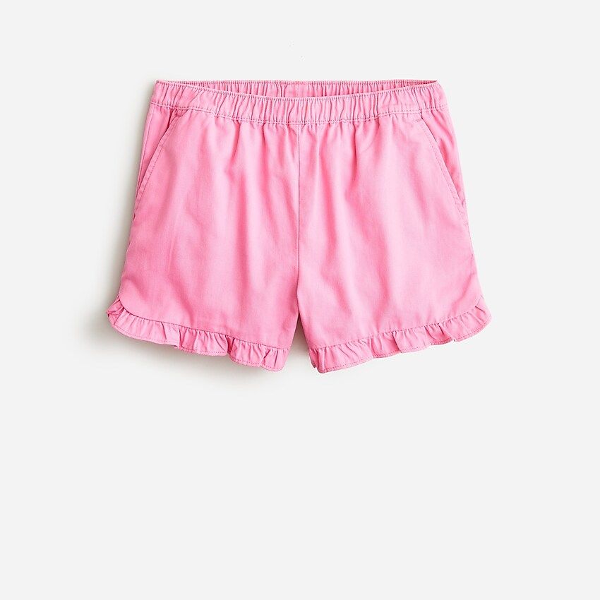 Girls' ruffle pull-on short in soft chino | J.Crew US