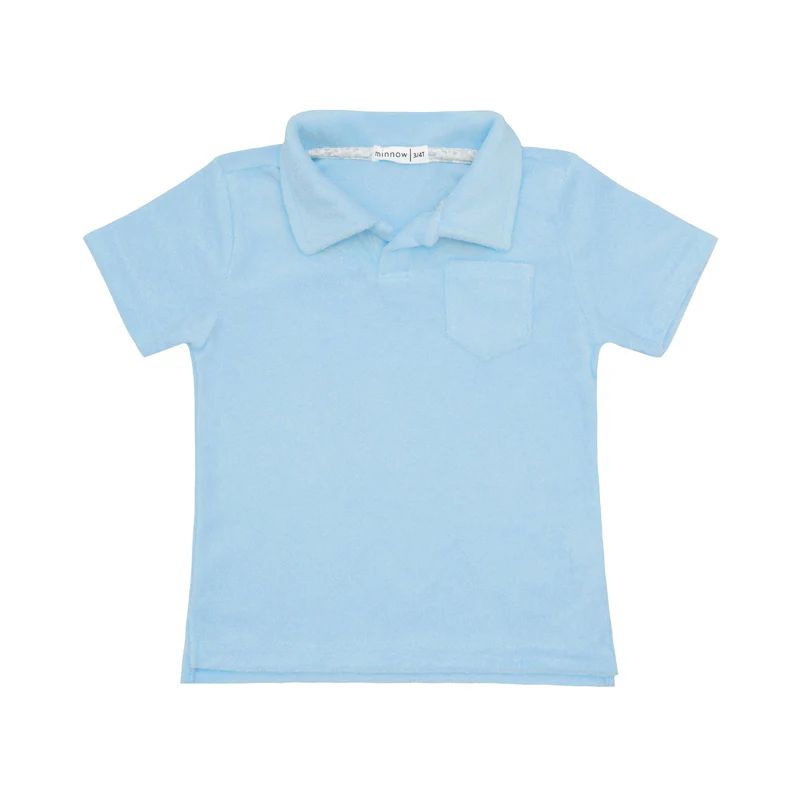 boys blue french terry polo shirt | minnow