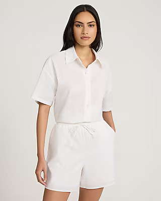 High Waisted Linen-blend Pull On Shorts | Express