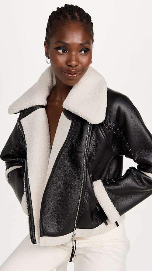Jonathan Simkhai Corinne Vegan Sherpa Moto Jacket | SHOPBOP | Shopbop