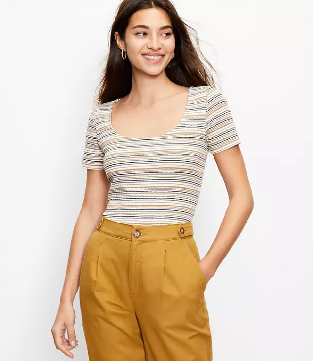 Striped Ribbed Baby Tee | LOFT
