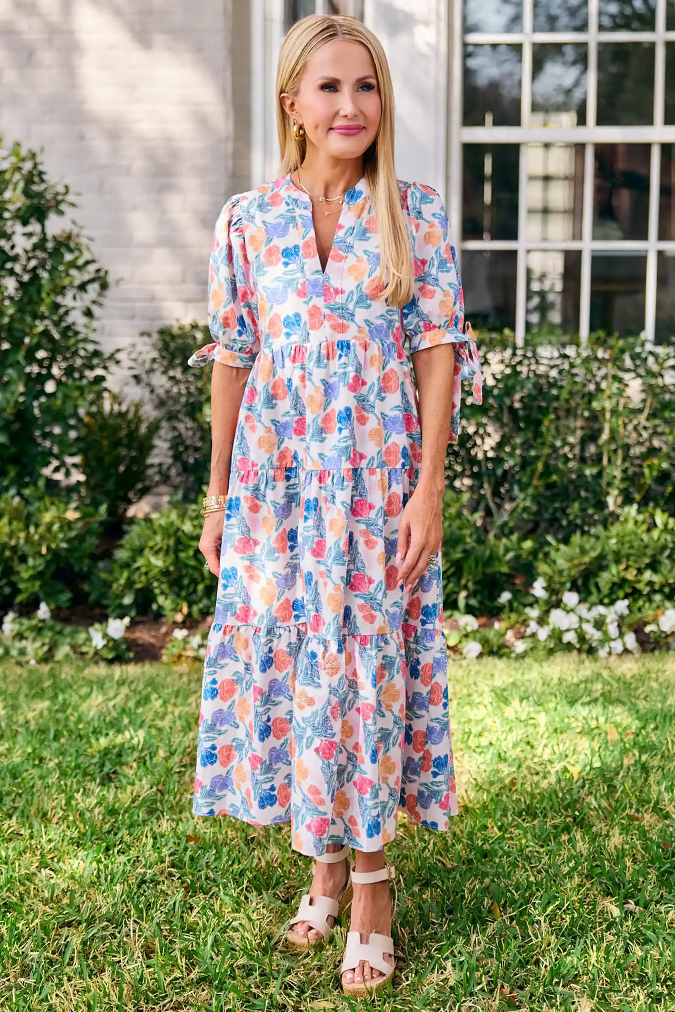 Harriet Multi Floral Printed Midi Dress | Avara