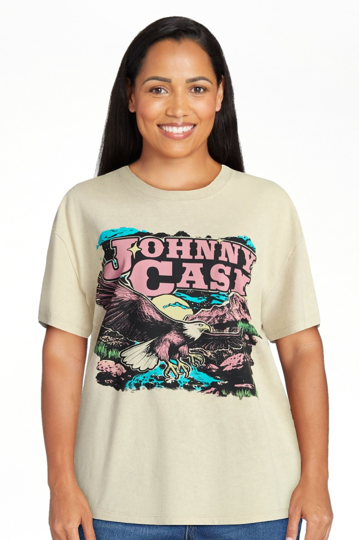 Johnny Cash Women's Graphic Print Tour Tee with Short Sleeves, Sizes XXS-XXL | Walmart (US)