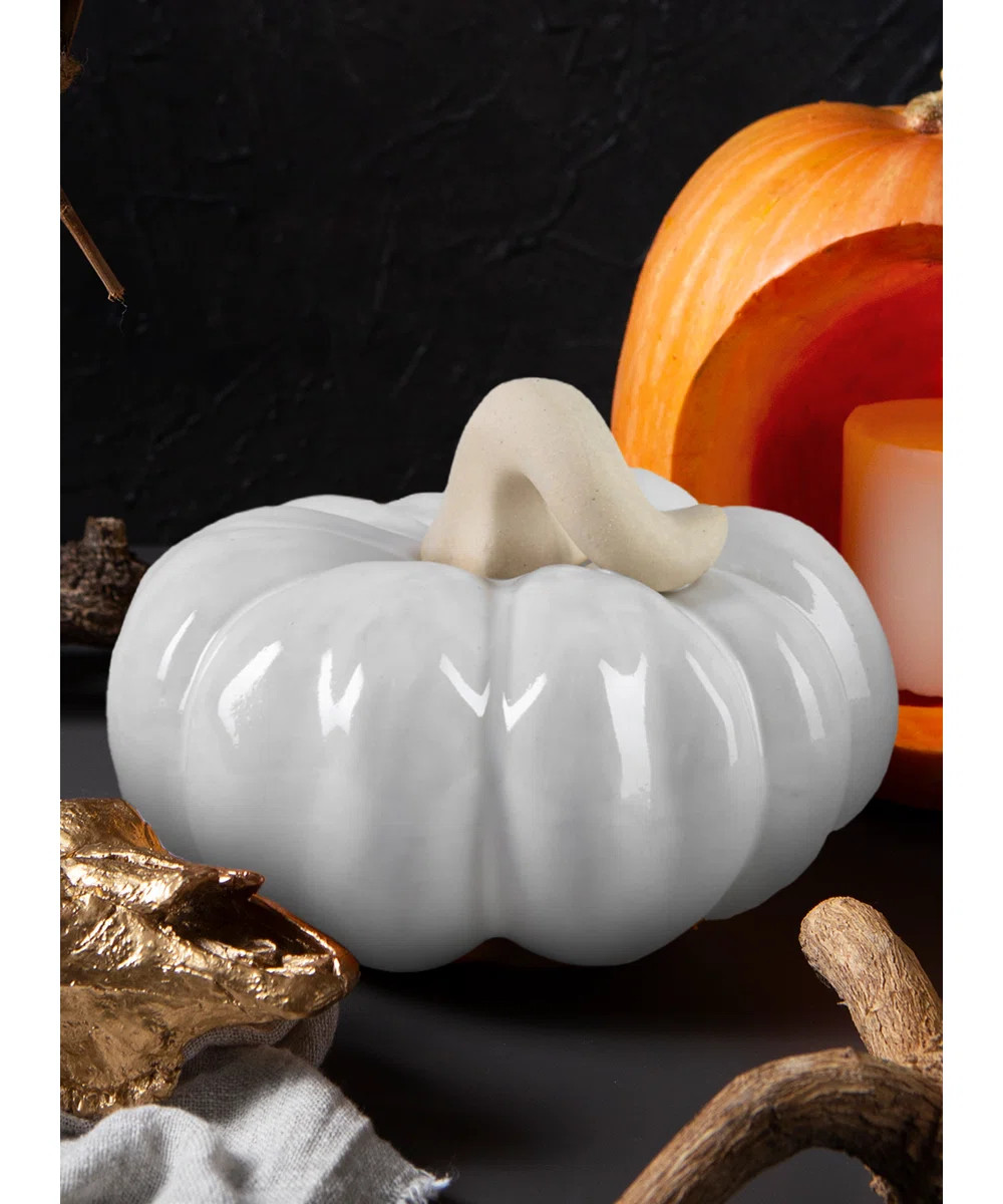 The Holiday Aisle® 6" White Ceramic Pumpkin, Porcelain Pumpkin For Home Fall Décor, Modern Holi... | Wayfair North America