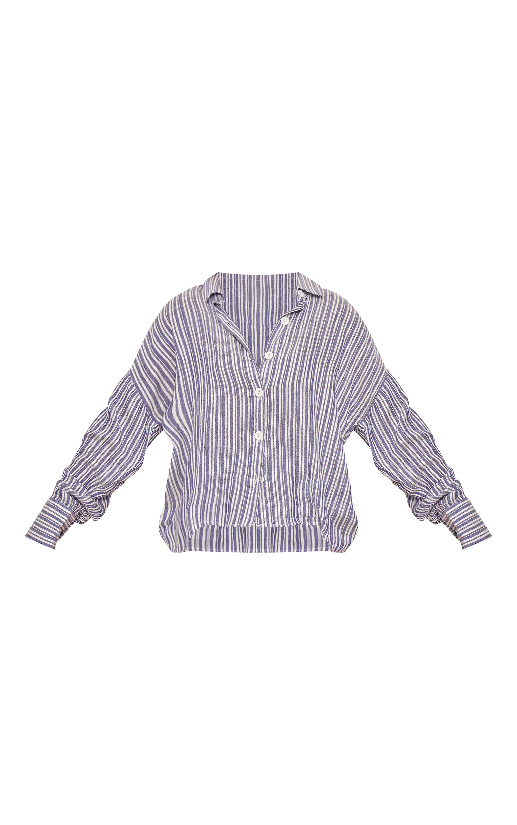 Blue Stripe Cotton Oversized Button Shirt | PrettyLittleThing US