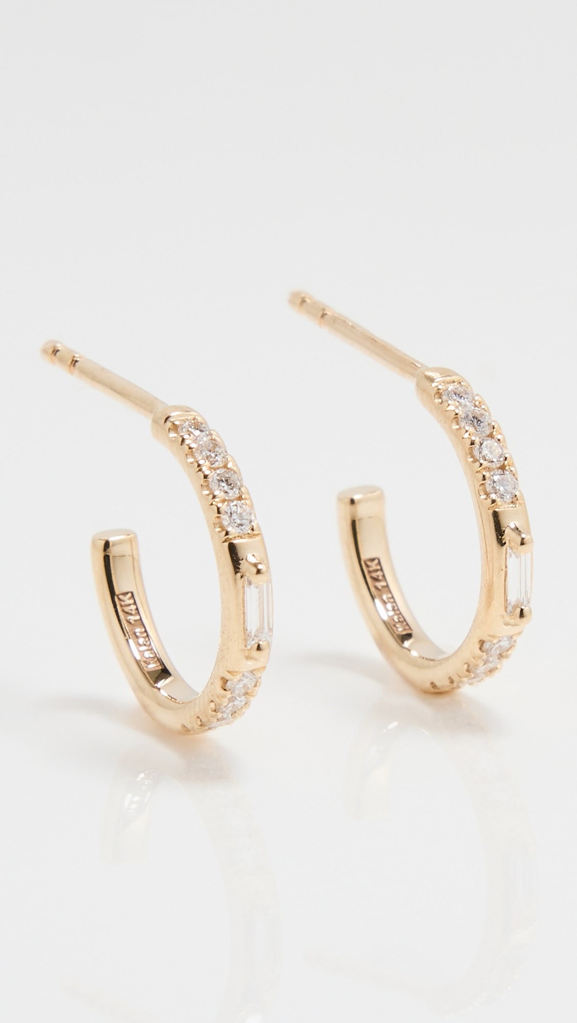 Mixed Diamond Center Baguette Hoops | Shopbop