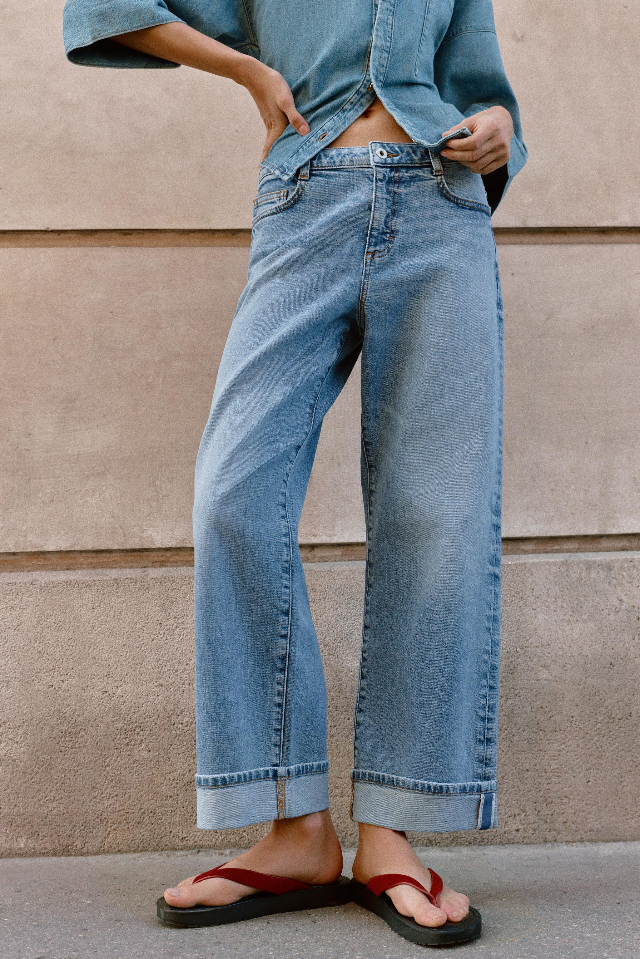 Z1975 MID-RISE RELAXED FIT JEANS WITH CUFFED HEM | Zara US