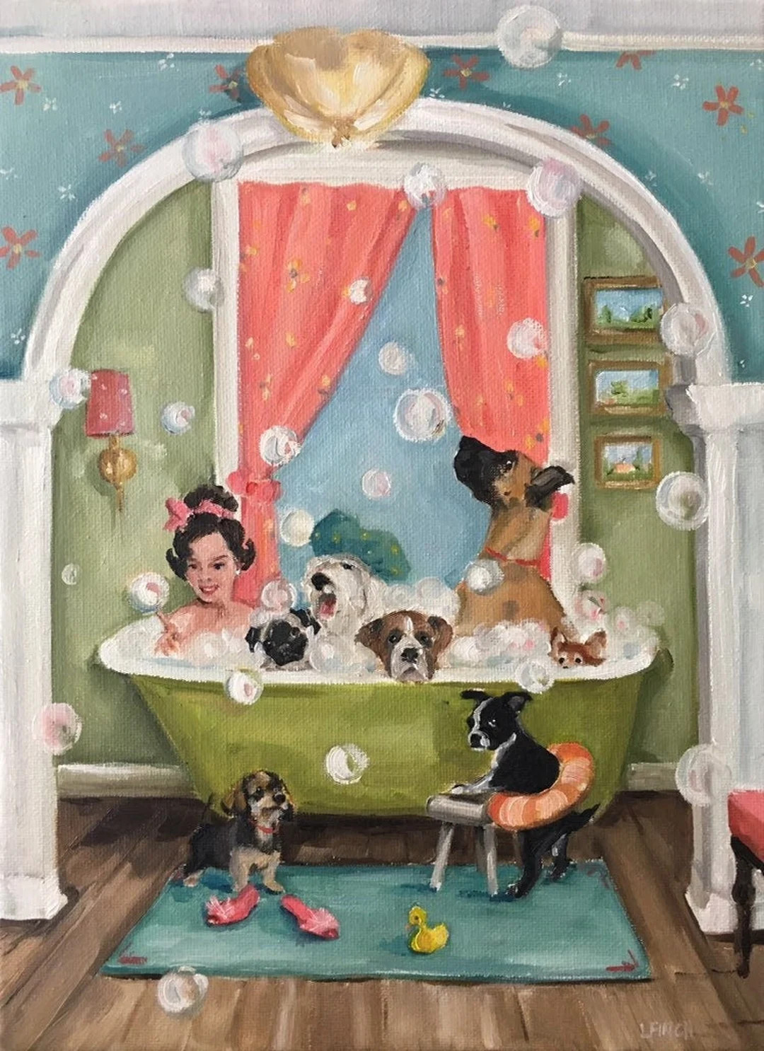 The Bubblebath Fine Art Print, Whimsical Wall Art, Dogs, Dog Art, Giclée Print, Bath, Fun Art - ... | Etsy (US)