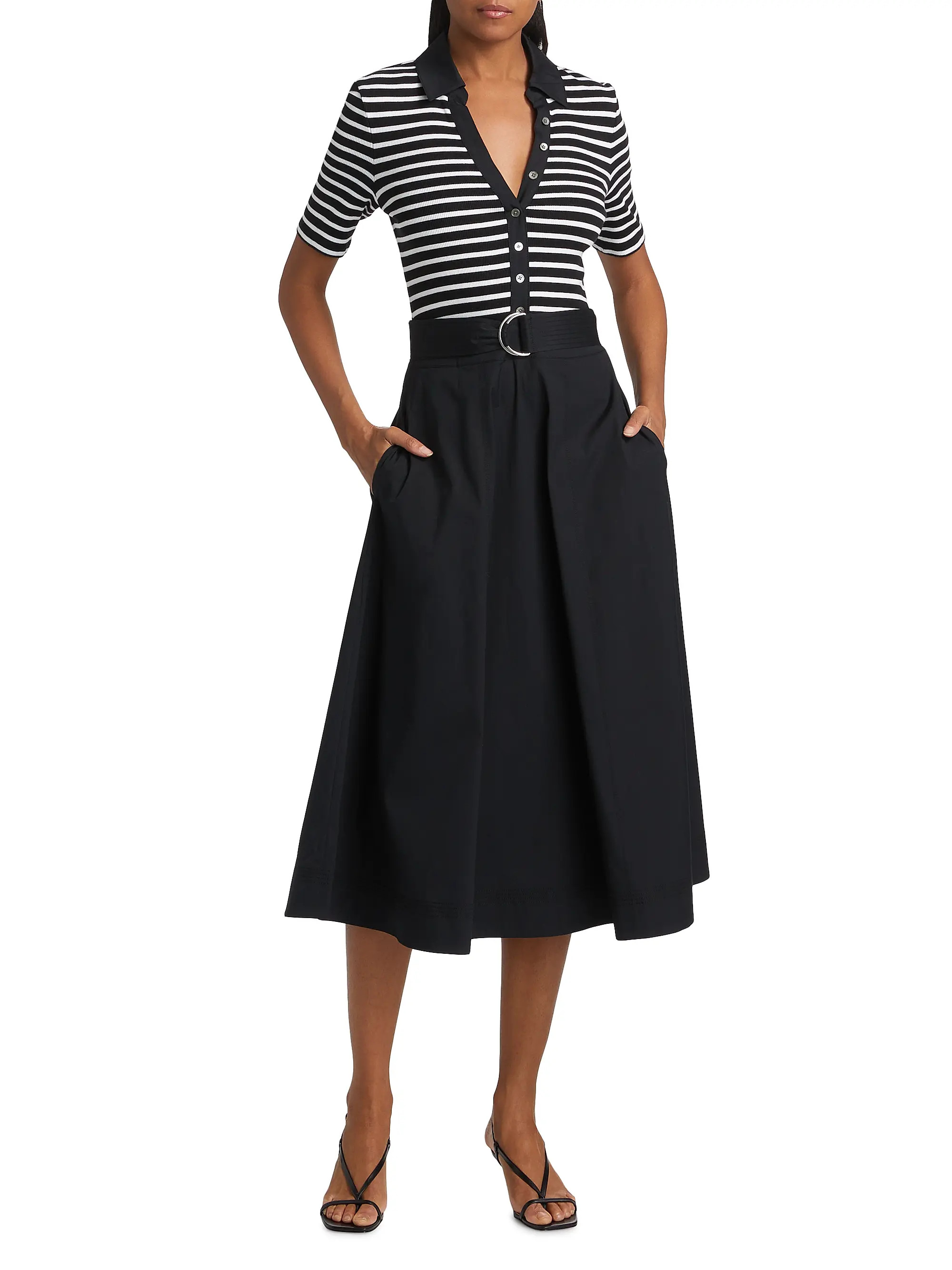 Delise Striped Stretch Cotton Midi-Dress | Saks Fifth Avenue