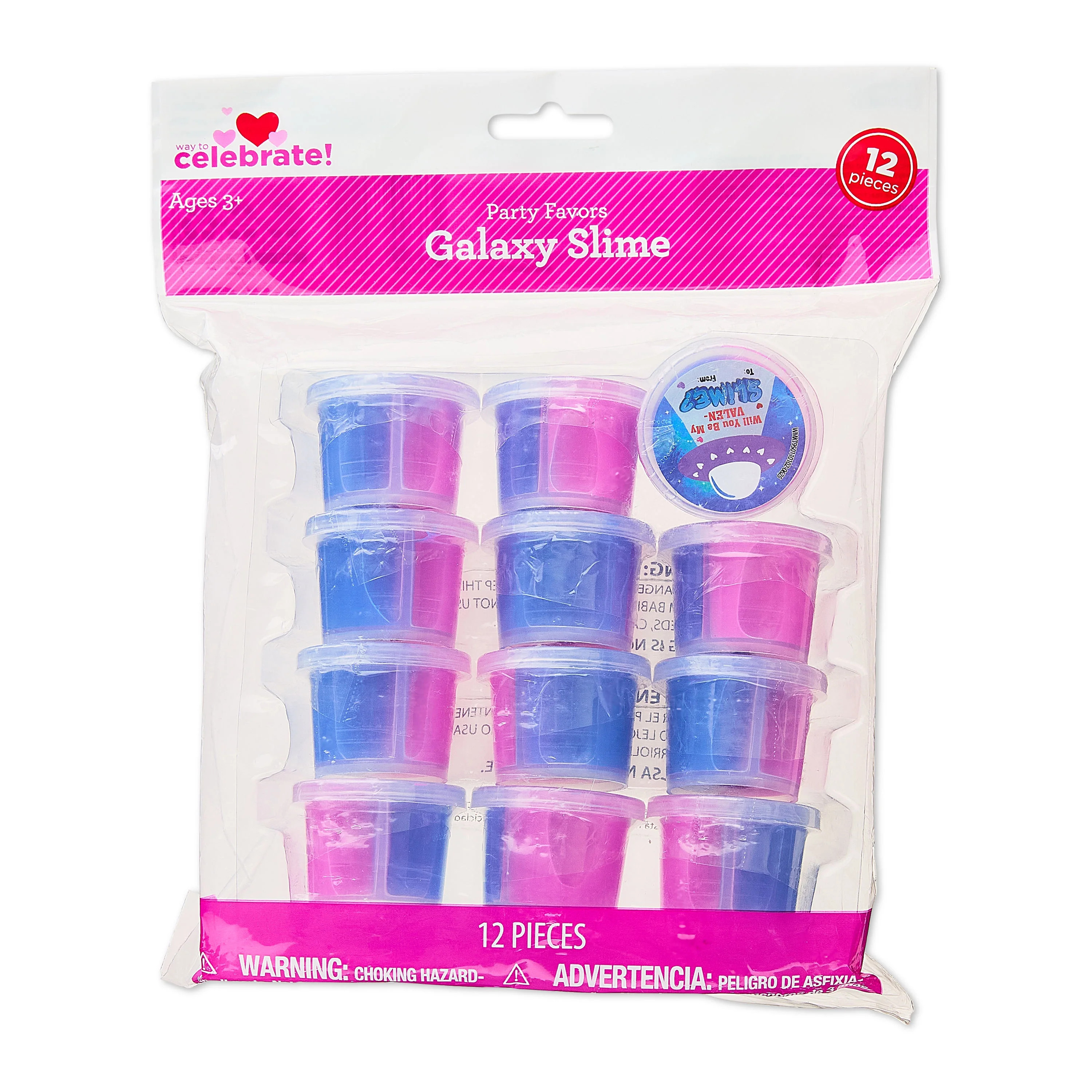 Galaxy Slime Party Favors, Pink and Blue, 12 Count, Valentine's Day by Way To Celebrate | Walmart (US)