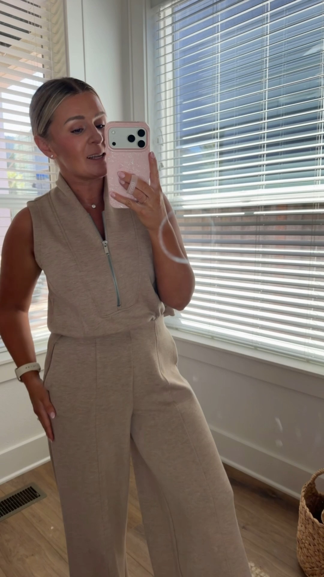 Wearing a small petite 
It does run slightly generous but I wouldn’t necessarily size down 

@Spanx

#LTKPetite #LTKOver40 #LTKootd