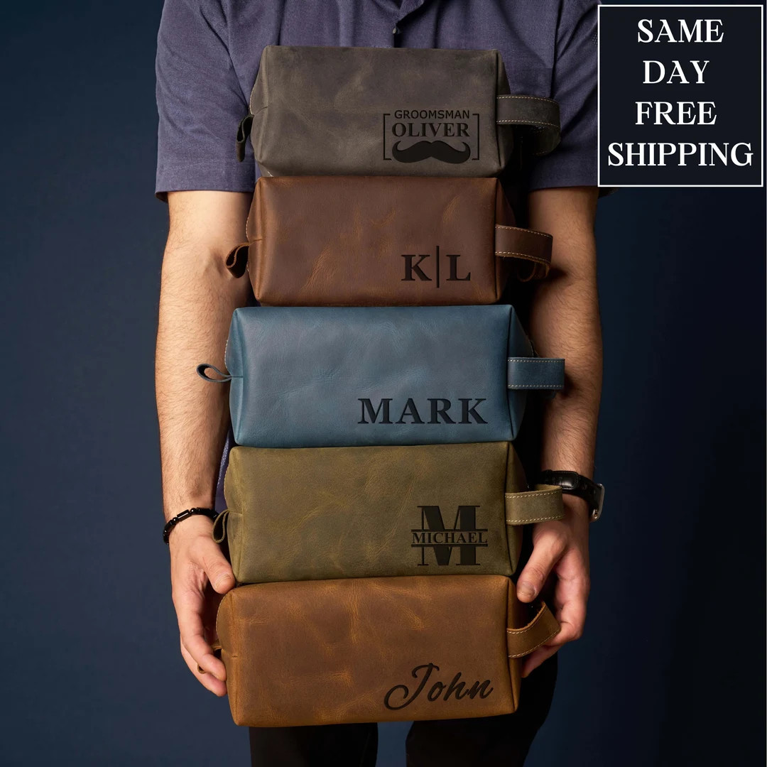 Groomsmen Gifts Personalized, Mens Leather Toiletry Bag, Groomsmen Proposal Gifts Box, Wedding Gi... | Etsy (US)