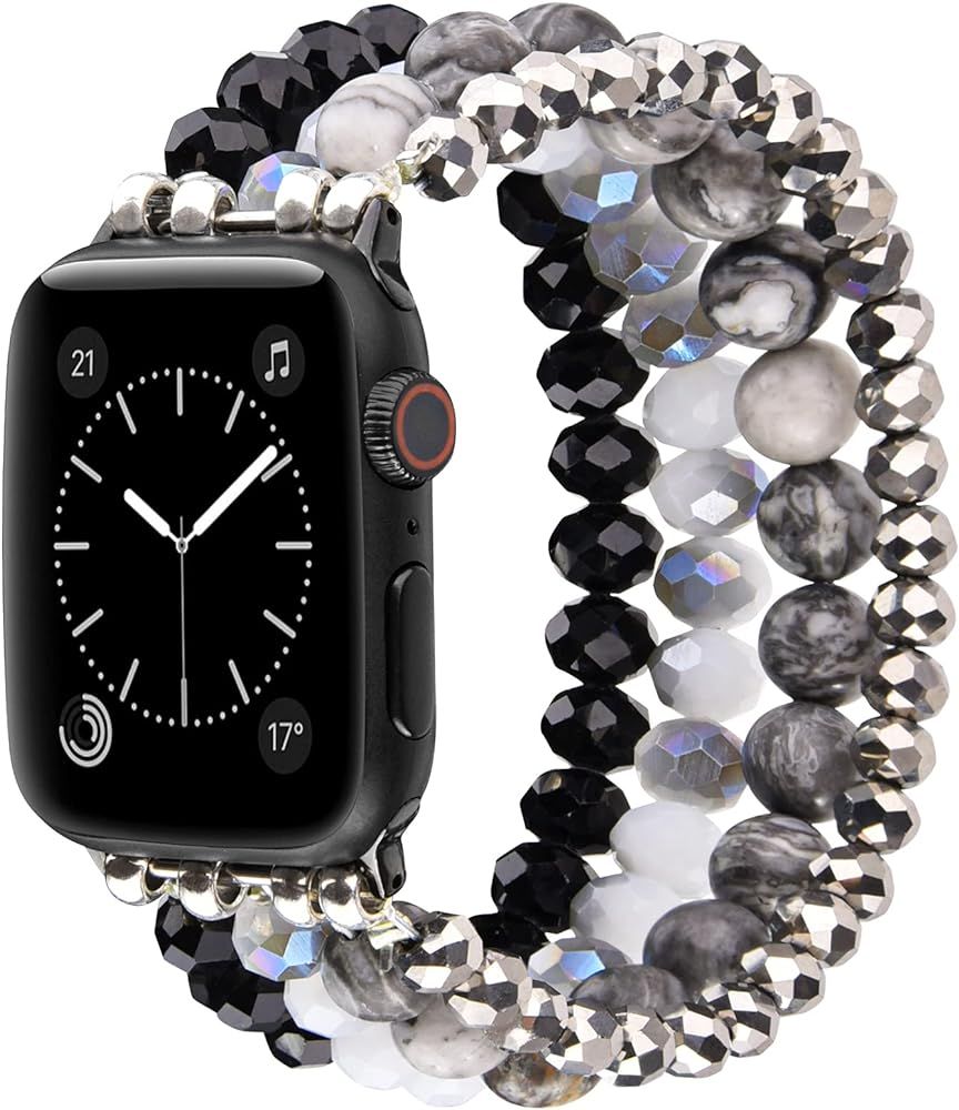 Glittering Beaded Compatible with Apple Watch SE 40mm 44mm Series 6/5/4 41mm 45mm Series 7 Bands,... | Amazon (US)