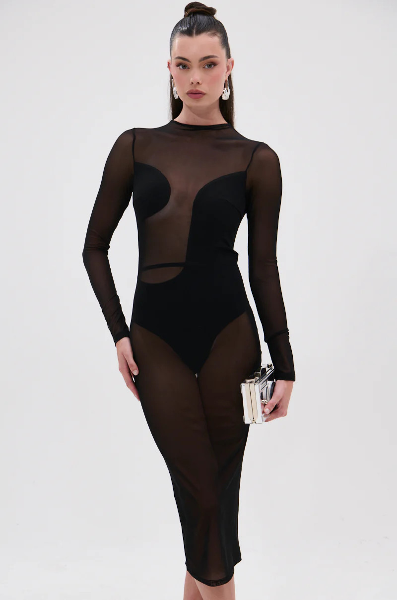 MINDING MY BUSINESS MESH MIDI DRESS | AKIRA