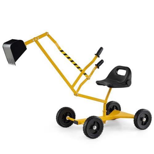 Costzon Sand Digger, Outdoor Heavy Duty Metal Excavator with 360° Swivel Seat for Beach Garden Sandbox Digging Sand Dirt Snow, Sit on Digger for 3+ Years Old Kids Boys Girls | Amazon (US)