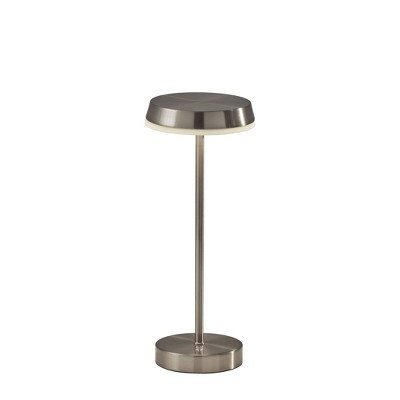 Adesso Tommy Cordless Table Lamp (Includes LED Light Bulb) Brushed Steel: Modern Touch Sensor, 3-Way Light Settings, UL Listed | Target