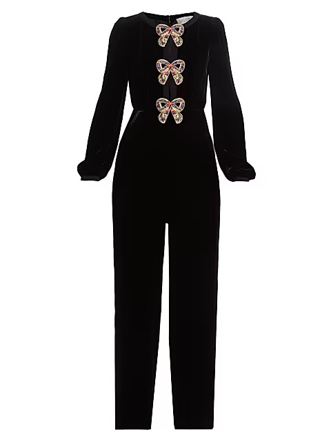 Saloni Camille Bows Velvet Jumpsuit | Saks Fifth Avenue