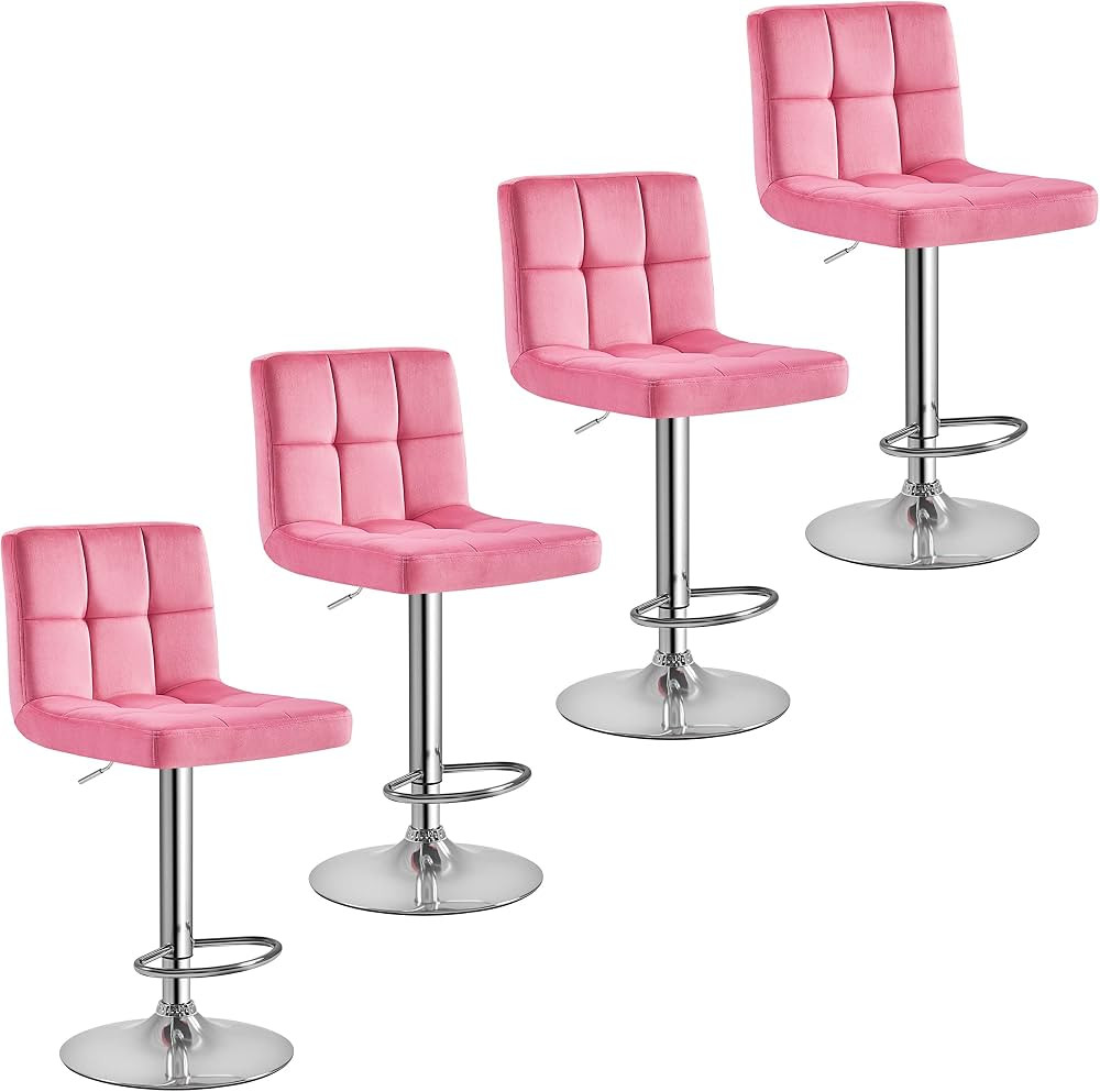 Yaheetech X-Large Velvet Bar Stools Adjustable Counter Height Swivel Stool Armless Chairs Set of ... | Amazon (US)