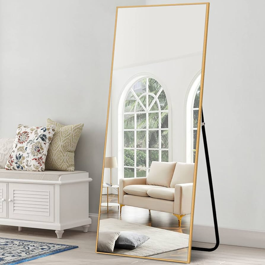 NeuType 71"x28" Full Length Mirror with Standing Holder Aluminum Alloy Frame Floor Mirror Wall-Mo... | Amazon (US)