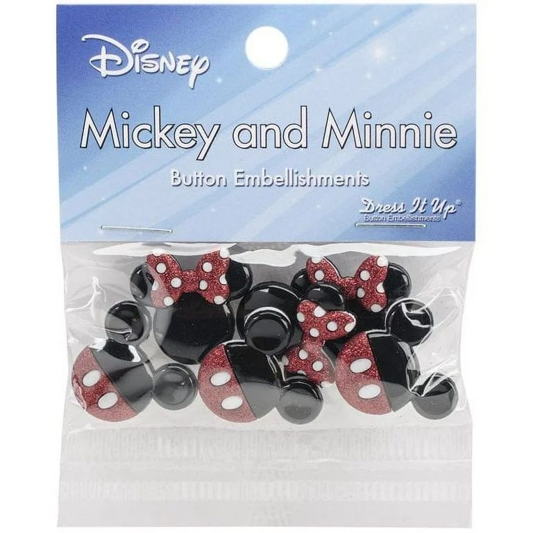 Dress It Up, "Mickey & Minnie", Craft & Sewing Fastener Buttons, Multi Color, 6 Pcs. | Walmart (US)