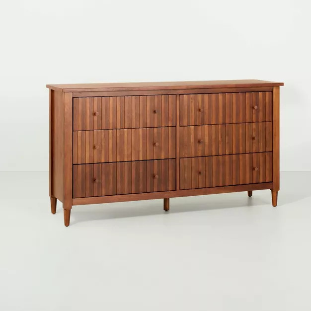 Turned Leg Wood 6-Drawer Dresser Brown - Hearth & Hand™ with Magnolia | Target