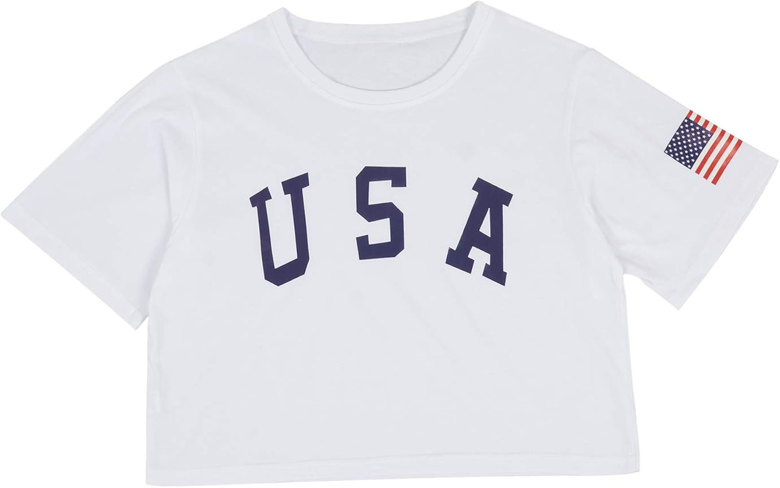Anna-Kaci Women's Letter Print Crop Top Summer Short Sleeve July 4th USA American Flag T-Shirt | Amazon (US)