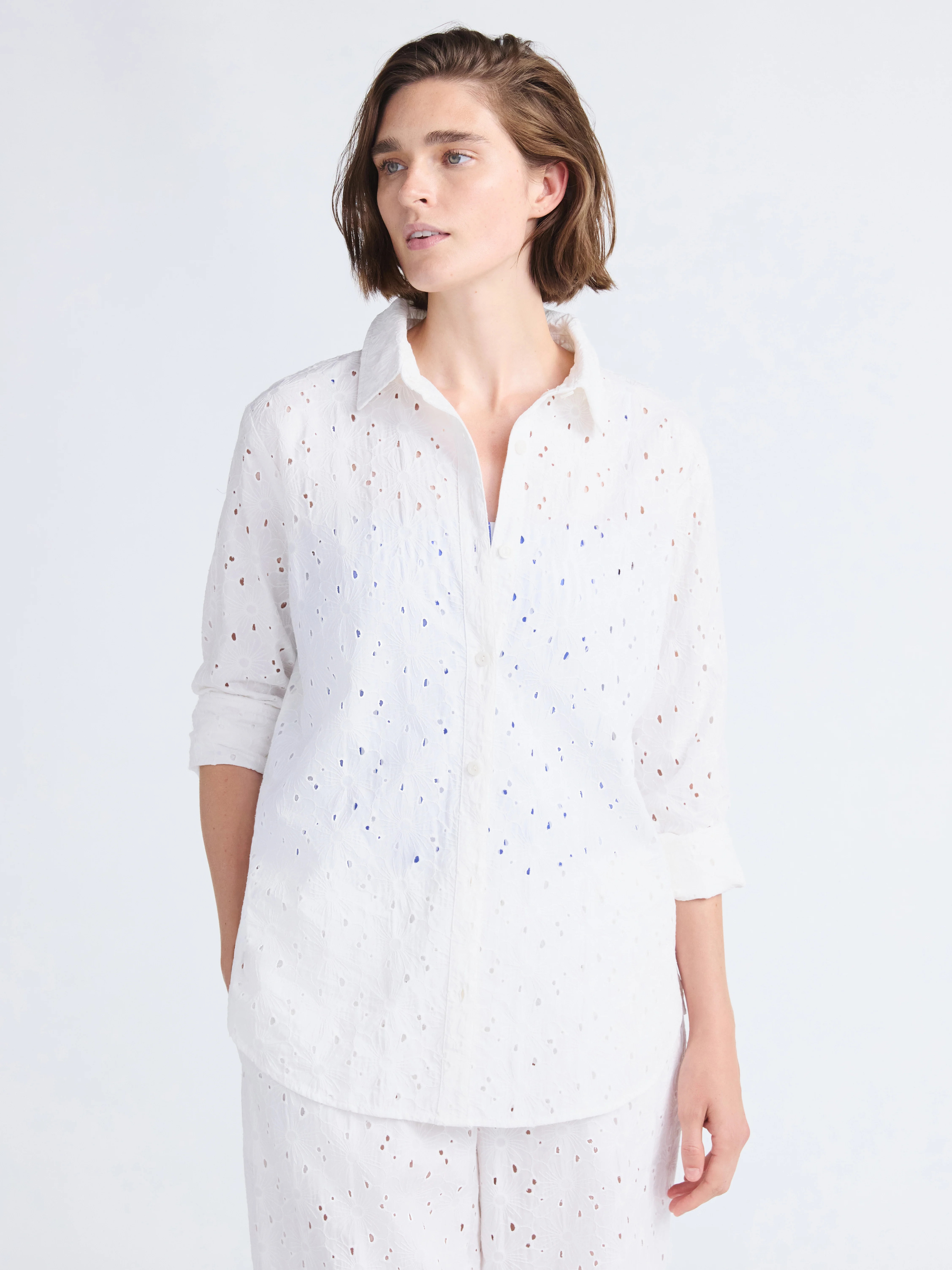 Free Assembly Women's Cotton Eyelet Coverup Tunic Shirt, Sizes XXS-XXL | Walmart (US)