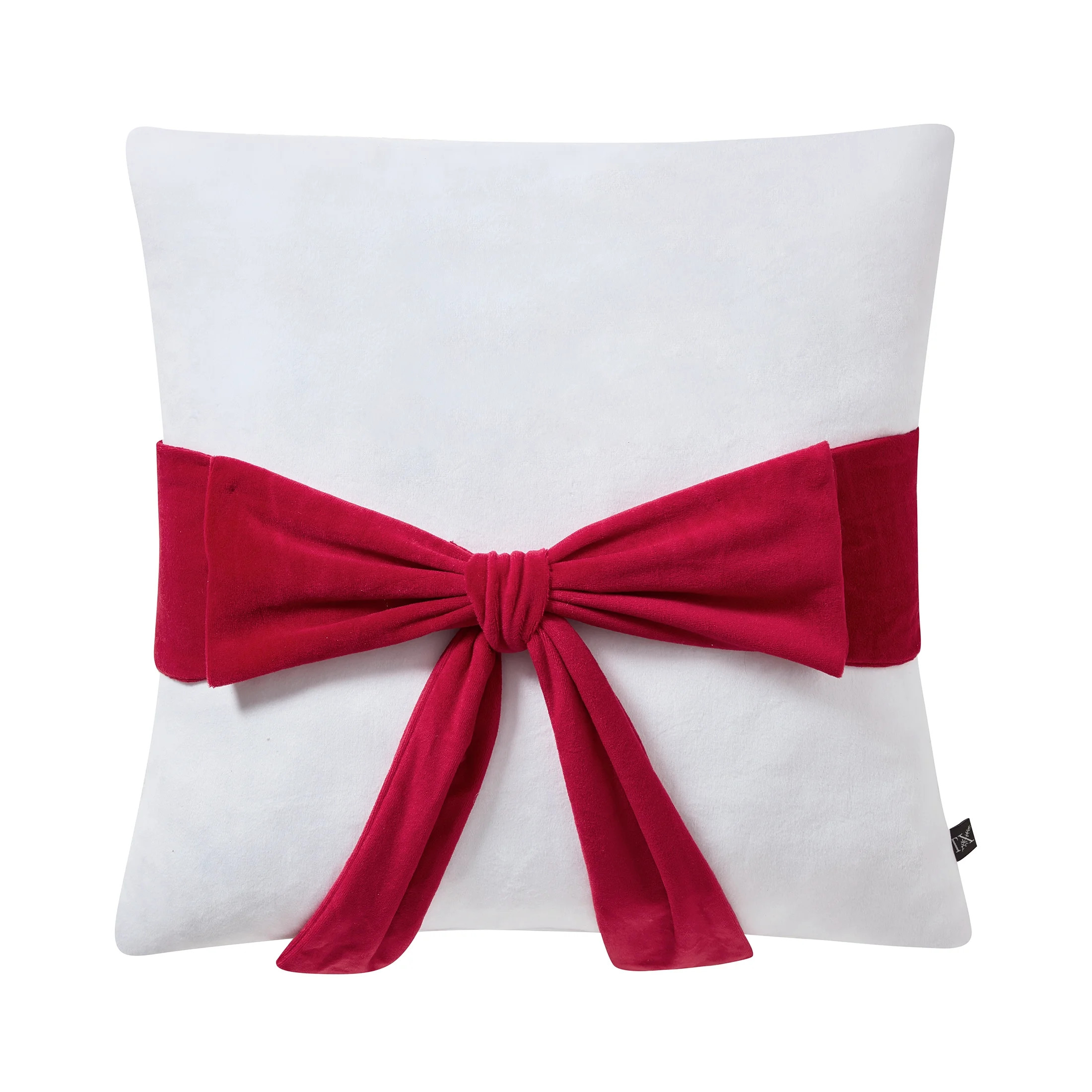 My Texas House 20&quot; x 20&quot; White/Red Velvet Bow Decorative Pillow | Walmart (US)