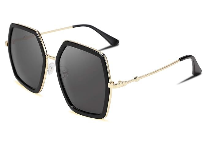 FEISEDY Women Large Hexagon Inspired Sunglasses Fashion Irregular Design Style Geometric B2503 | Amazon (US)