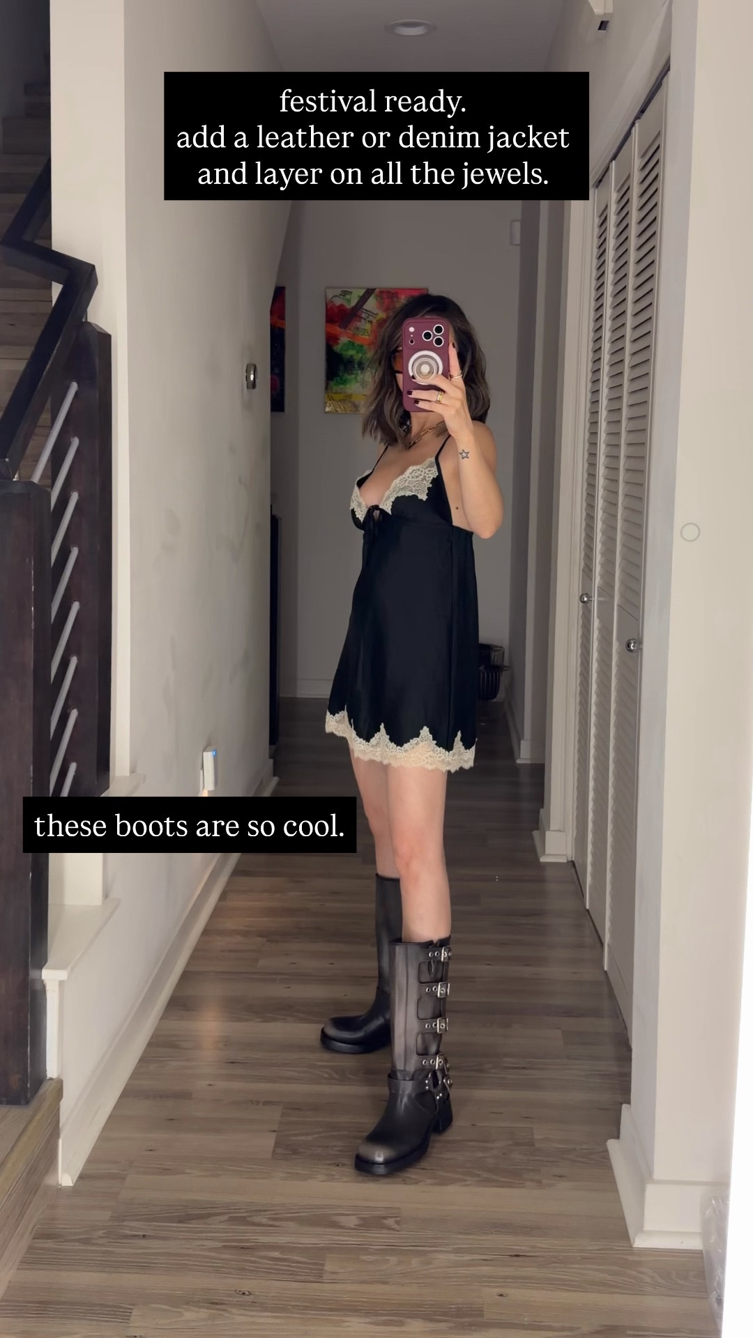 Festival outfit inspo ⚡️ A lace mini dress, leather or denim jacket, boots and all the jewels. Love these boots to run from stage to stage in. They’re so comfortable and runs TTS. 

Festival outfit, spring outfit, ootd, Steve Madden, The Stylizt 



#LTKFestival #LTKgrwm #LTKootd