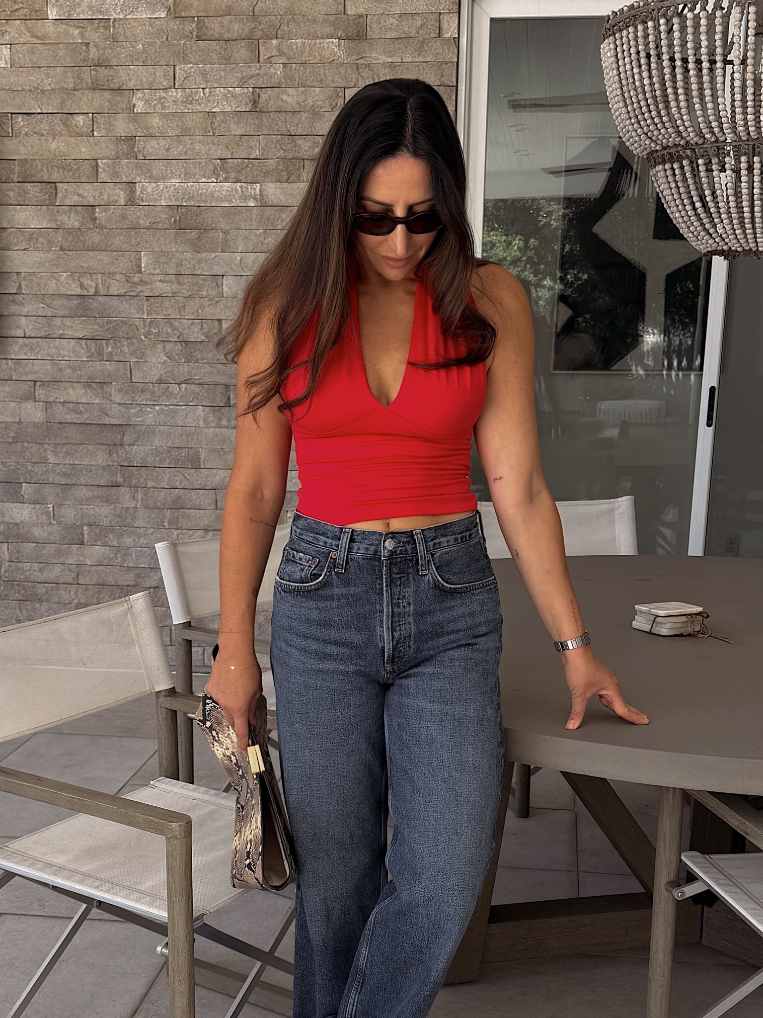Most flattering halter top 
Size small belen15
Denim 26

#LTKootd #LTKSeasonal #LTKOver40