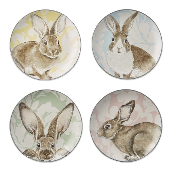 Damask Bunny Mixed Appetizer Plates, Set of 4 | Williams-Sonoma