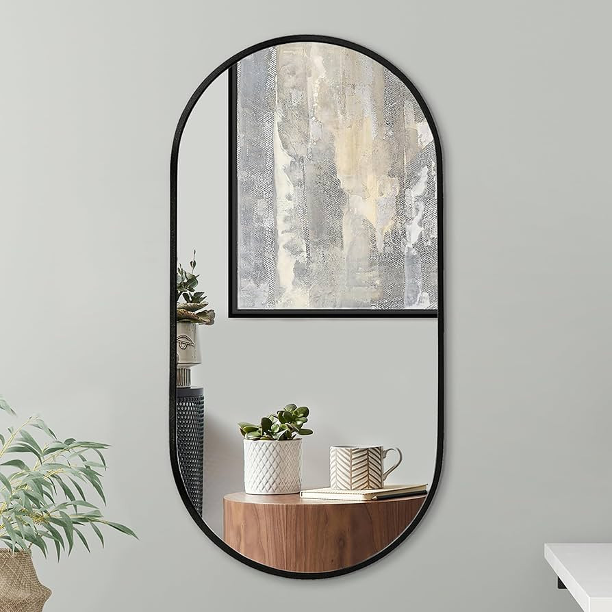 Americanflat 20x39 Oval Black Mirror - Aluminum Framed Black Oval Mirror for Bathroom, Living Roo... | Amazon (US)