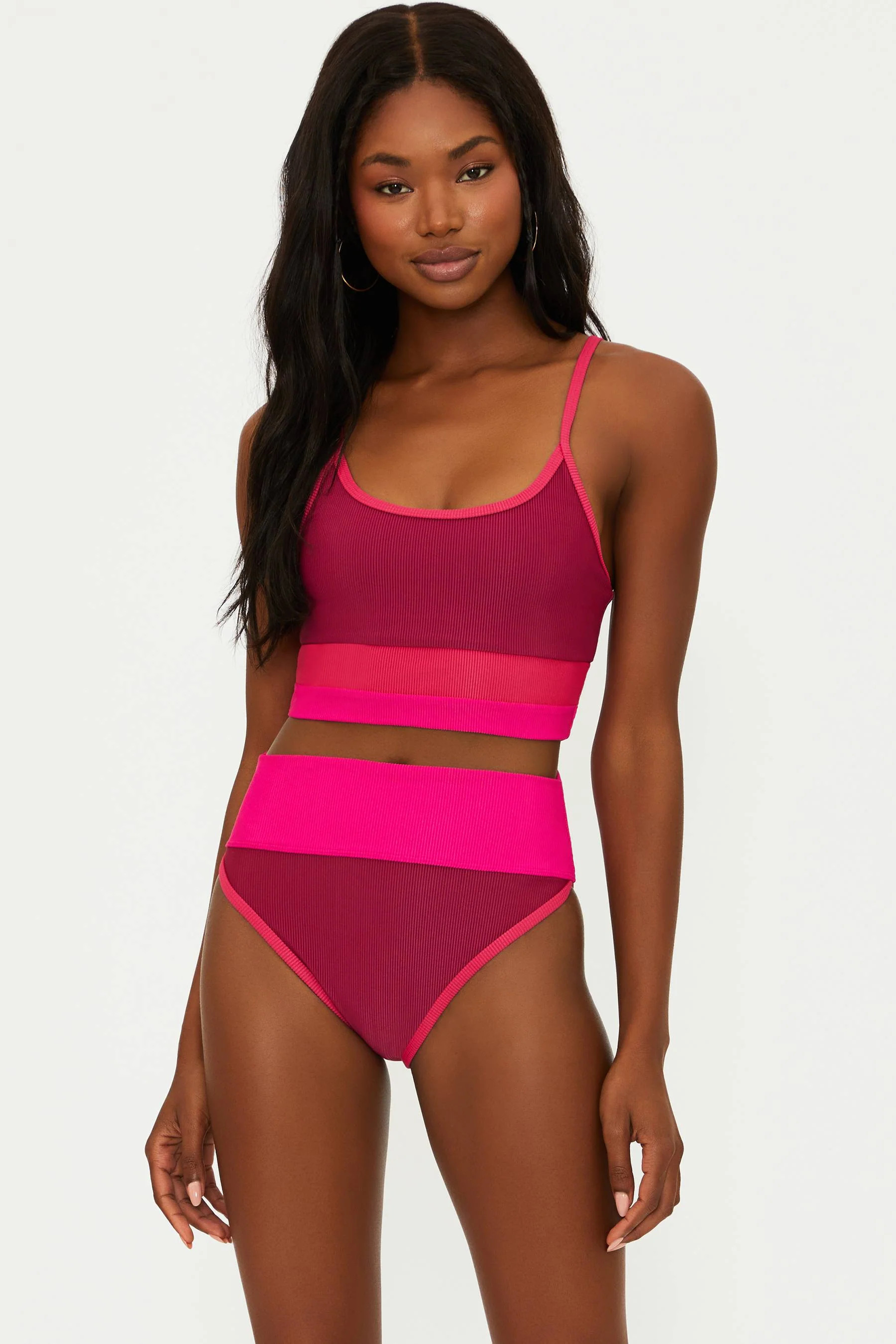 Eva Swim Top Berry Sorbet Colorblock | Bikini Top | Beach Riot | Beach Riot