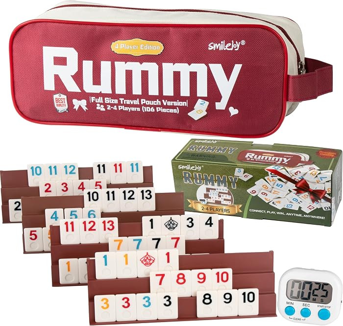 Smilejoy Rummy Cube 4 Player Edition, 106 Tiles with Travel Canvas Bag | Amazon (US)