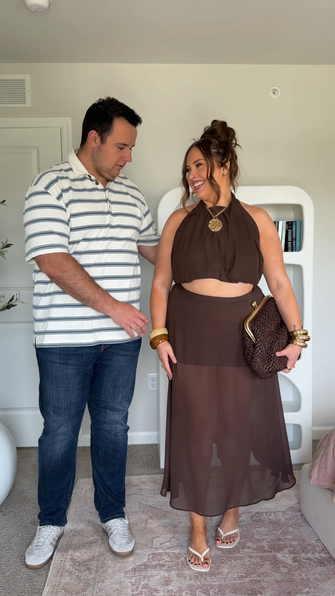 Wearing a size 14 top & skirt!
