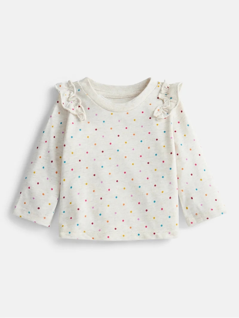 Wonder Nation Baby and Toddler Girls' Tee with Long Flutter Sleeves, Sizes 0M-5T | Walmart (US)