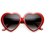 Large Oversized Womens Heart Shaped Sunglasses Cute Love Fashion Eyewear (Red) | Amazon (US)