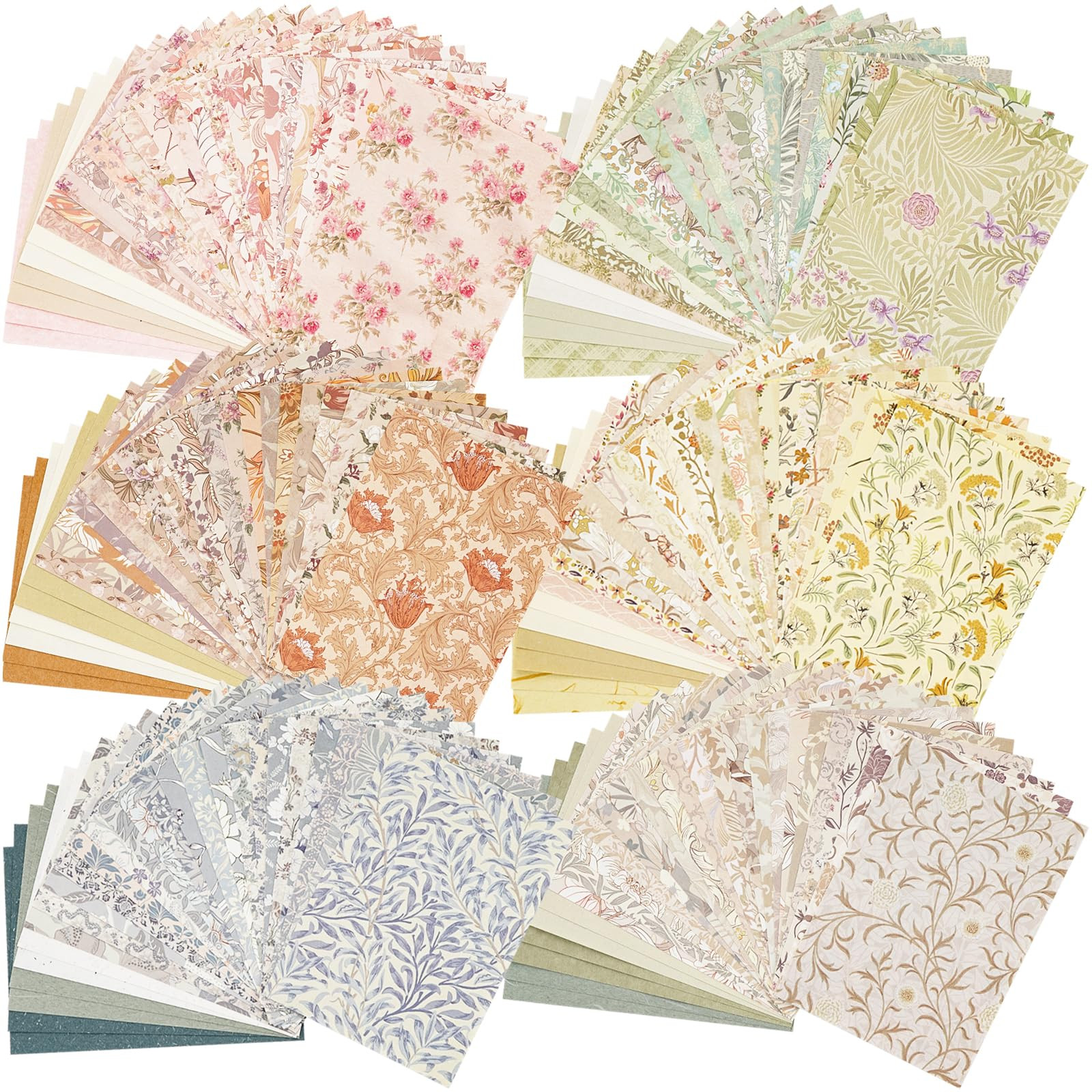 240 Pcs Vintage Floral Scrapbook Paper & Textured Paper & Label Journaling Stickers Assorted Set ... | Amazon (US)