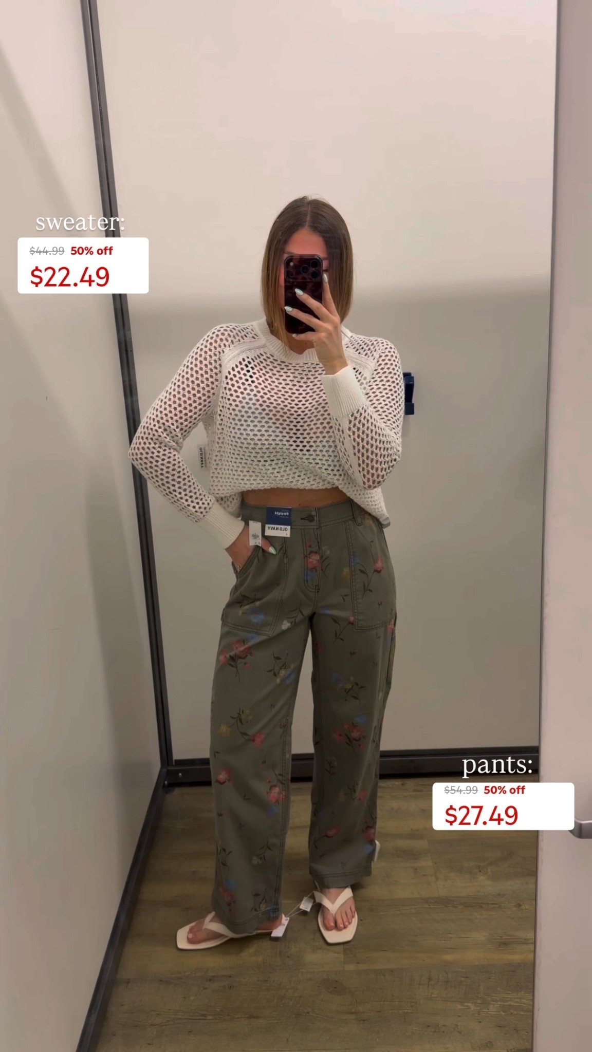 cutest spring pants 50% off!!! crochet sweater would make a perfect cover up. comes in other colors too. wearing my true size in top and bottoms  

#LTKSeasonal #LTKootd #LTKSaleAlert