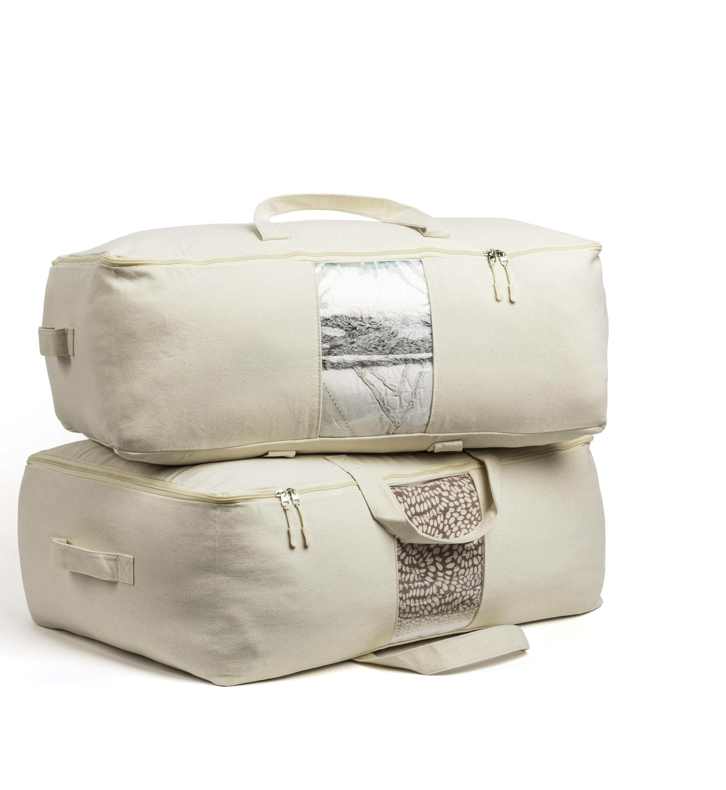 Soft Canvas Storage Bags with Zipper. Thick Breathable, 2pc King/Queen Comforter Organizer. Four ... | Amazon (US)