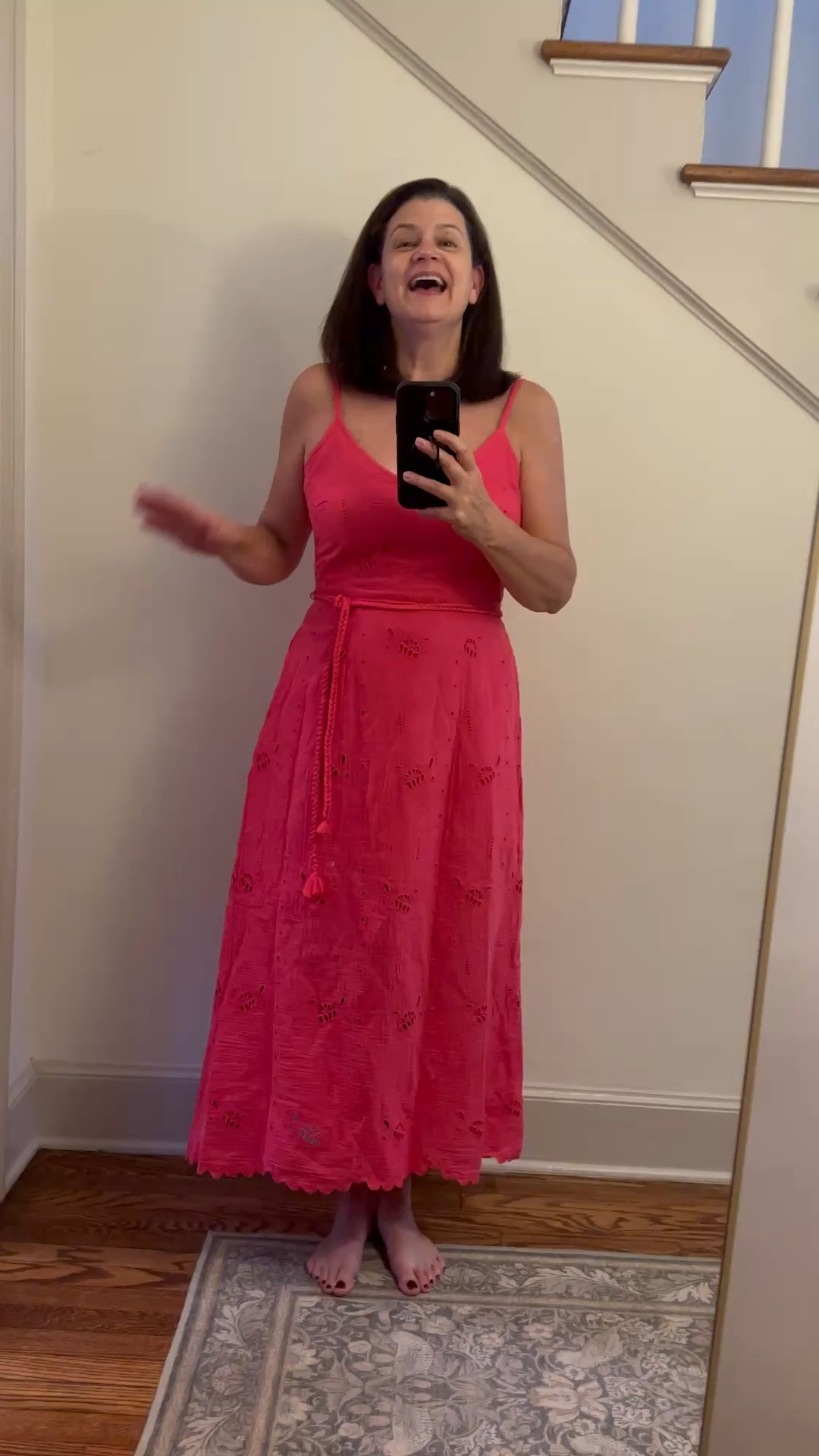 I had high hopes for this dress from Target and it does not disappoint! Lovely eyelet details, lined, adjustable straps, smocking in the back and pockets! Also loving the braided belt that comes with it. I am wearing a medium and it fits TTS.

#LTKOver40 #LTKMidsize #LTKSeasonal