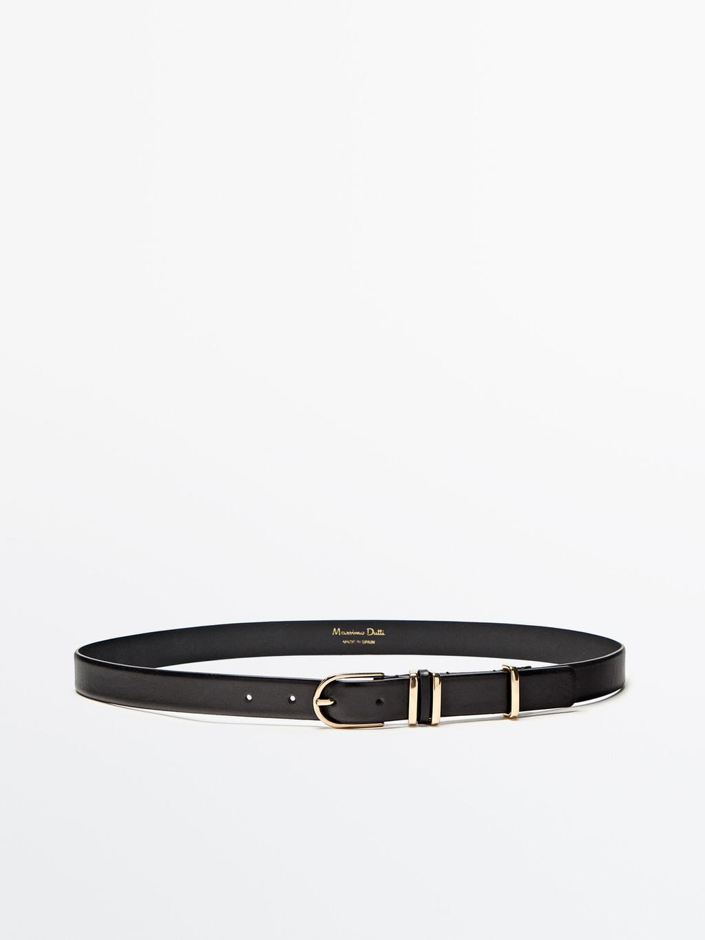 Leather belt with triple belt loop | Massimo Dutti US